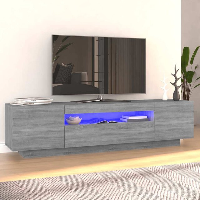 vidaXL TV-Schrank mit LED-Beleuchtung in Grau Sonoma, B/T/H: 160 x 35 x 40 cm - Bild 3