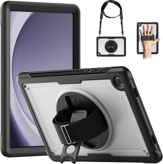 Stoßfeste Hybrid-Schutzhülle für Samsung Galaxy Tab A9 8,7 Zoll (SM-X110, SM-X115) und Tab A9 Plus 11 Zoll (SM-X210, SM-X216) mit Ständerfunktion aus Silikon und PC in Schwarz - Bild 1