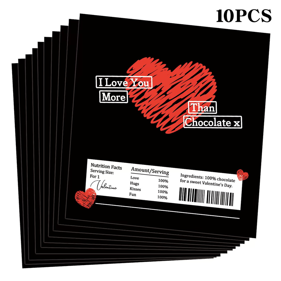 10 Stück Schokoriegel und Süßigkeitenverpackungen mit handgezeichnetem Herz-Design für Valentinstag und Jubiläen - Bild 3