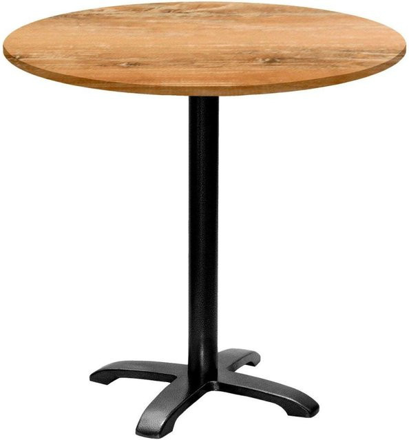RestooTab Bazila Rundtisch in Eiche Antik mit schwarzem Gestell, Höhe: 74 cm, Durchmesser: 80 cm - Bild 1