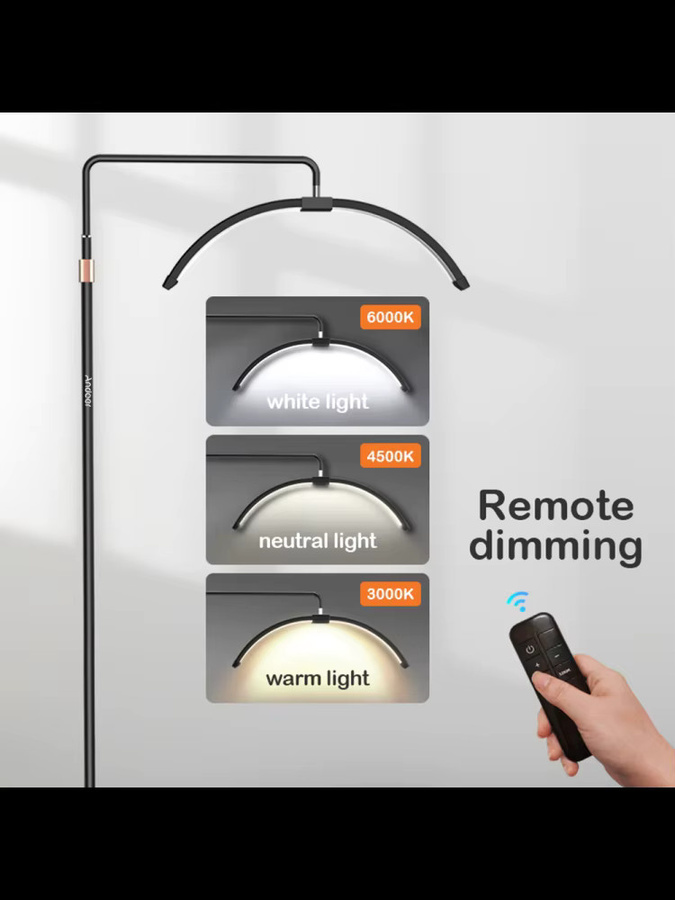 Andoer Halbmond-Bodenleuchte Dimmbare LED-Videoleuchte 36W 3200K-5600K Schwarz - Bild 3