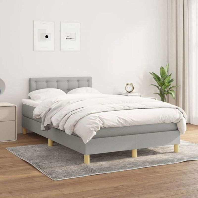 Vidaxl Boxspringbett mit Matratze in Grau und Weiß aus Stoff, B/T/H: 200 x 120 x 78 cm - Bild 1