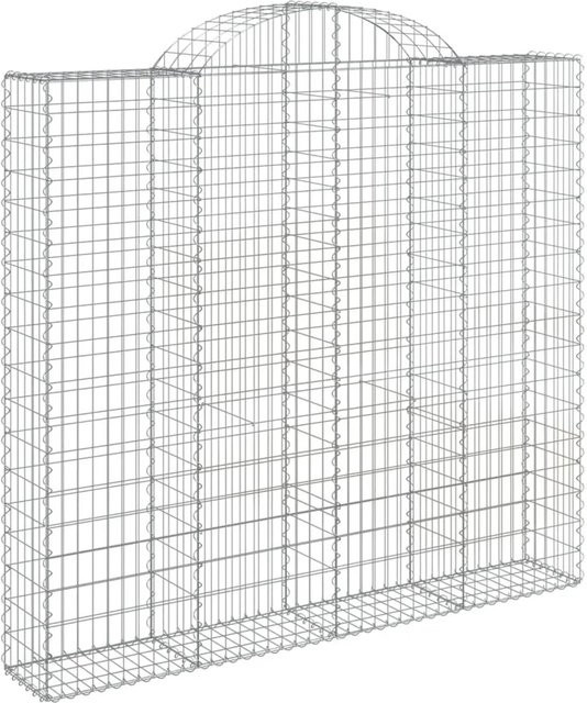 vidaXL Gabionen mit Hochbogen Set aus 3 Stück, Silber, Verzinktes Eisen, B/T/H: 200 x 50 x 180/200 cm - Bild 1