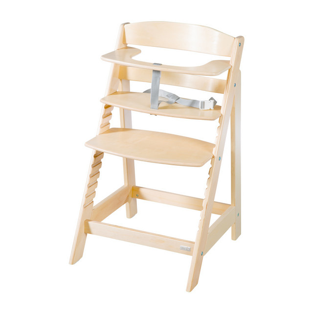 Roba Treppenhochstuhl Sit Up Flex aus Holz in Natur, mitwachsender Hochstuhl für Kinder mit 3-Punkt-Gurt - Bild 1