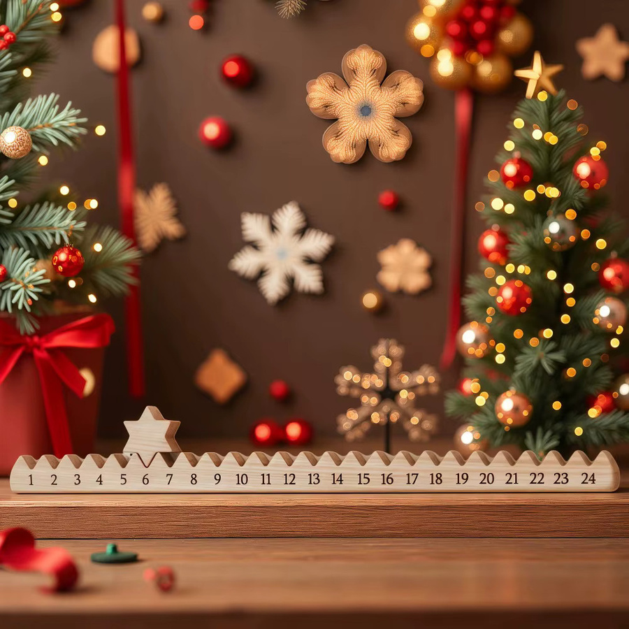WakaParty Adventskalender aus Holz mit Weihnachtsmann Motiv für die Weihnachtsdekoration - Bild 3