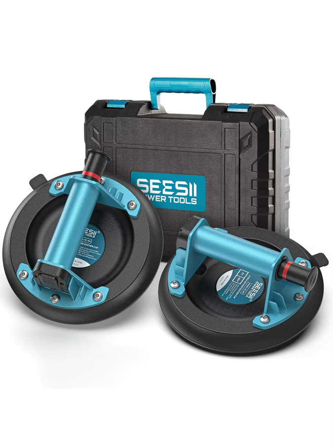 SEESII 8-Zoll Saugnapf-Hebegeräte mit Griff und Pumpe, 2er-Pack, 200 kg Tragkraft, Hochleistungs-Vakuumheber für Glas und Metall - Bild 6