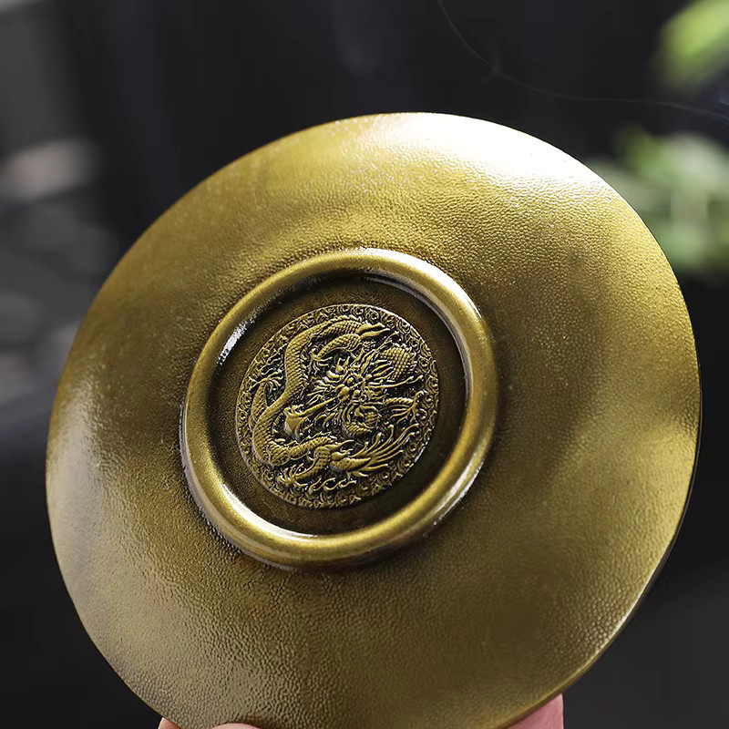 WHPHous Räuchertablett Drache und Phönix aus Bronze mit Zwölf Sternzeichen als Räucherstäbchenhalter und Räuchergefäß in Antik-Optik - Bild 2