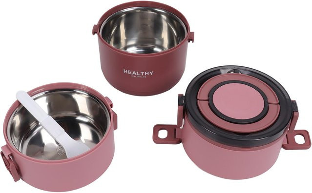Thermische Lunchbox CosyHome Schwarz mit 2200ml Volumen, dreischichtiges Design mit abnehmbarem Fach aus 304 Edelstahl, auslaufsicher und mikrowellengeeignet - Bild 1