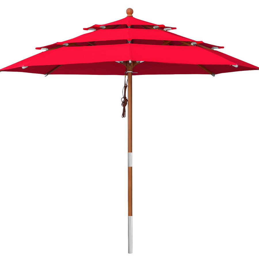 anndora Sonnenschirm Brise Rot, runder 3-Etagen-Sonnenschirm mit Aluminiumgestell und Polyesterbespannung, Durchmesser: 350 cm - Bild 1