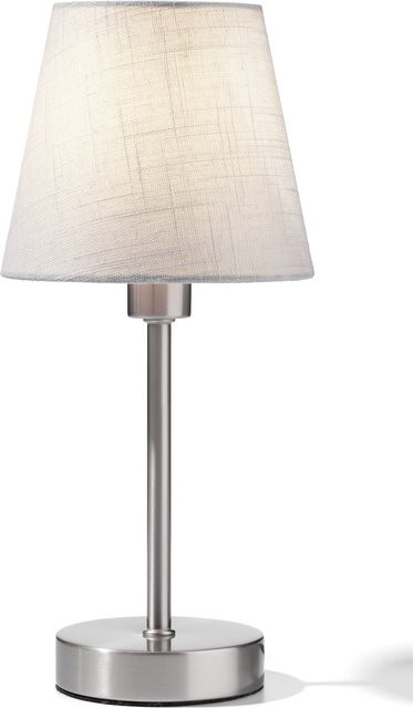 Tischleuchte FIBO von casa NOVA in Silber und Weiß mit Stoffschirm, Höhe: 32,0 cm, Breite: 15,0 cm - Bild 1