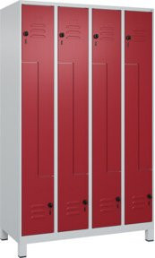 C+P Z-Spind Classic PLUS mit 8 Fächern, Füße, Sicherheits-Drehriegel, Grau/Rot, H x B x T: 195 x 120 x 50 cm - Bild 1