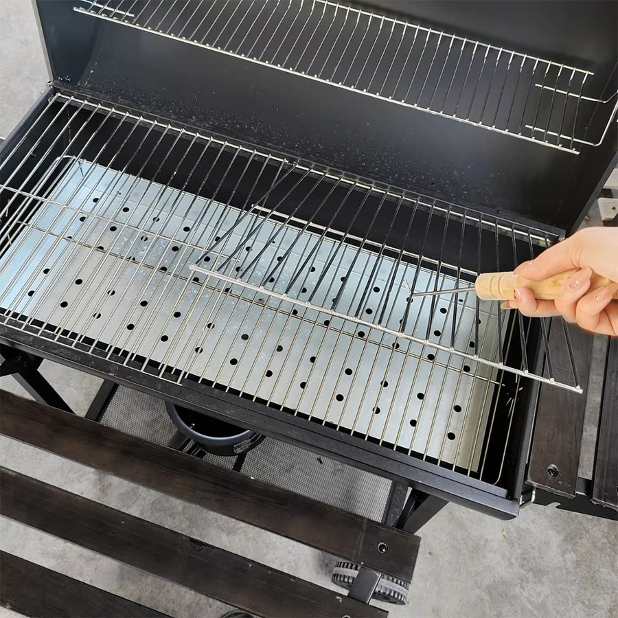 LONENESSL Holzkohlegrill mit Thermometer und Rädern in Schwarz für Camping und Picknick - Bild 4