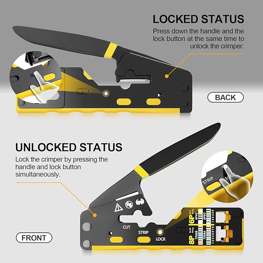 ZOERAX RJ45 CAT6 Crimper Tool Netzwerkkabel Crimpwerkzeug für Cat6 Cat5 Cat5e Pass Through Connectors in Grün mit Ersatzklinge - Bild 4