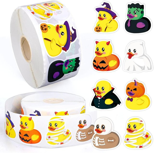 500 Stück Halloween Gummi-Enten-Aufkleber von TYFYO in Multicolour für Scrapbook und Party-Zubehör - Bild 1