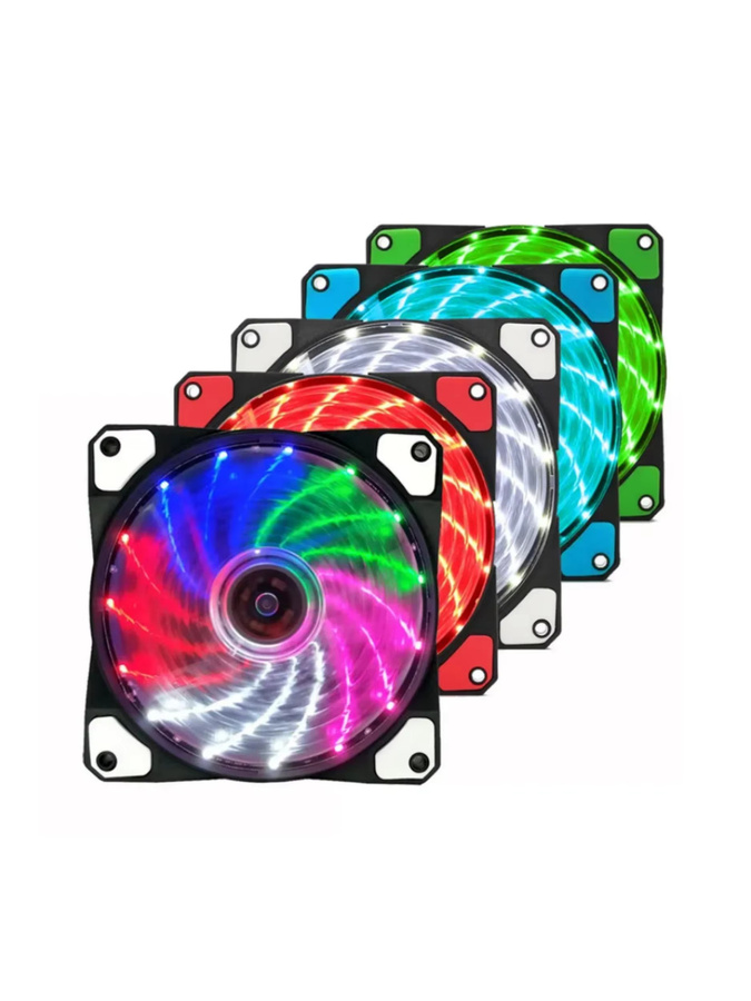 TFDP Computer-PC-Gehäuselüfter mit 15 Multicolour LEDs, 120 mm, Silber - Bild 2