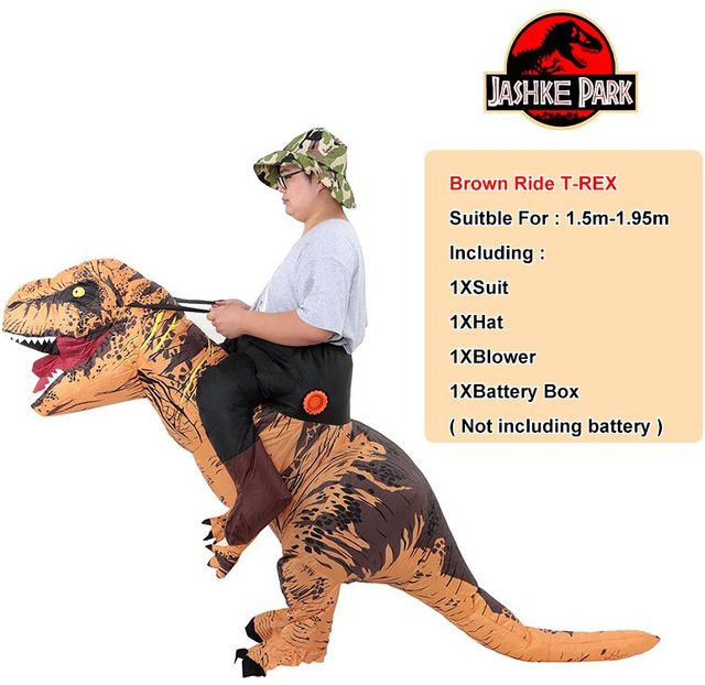 T-Rex Monster Aufblasbares Kostüm, Dinosaurier Kleidung, Braun, Unisex - Bild 1