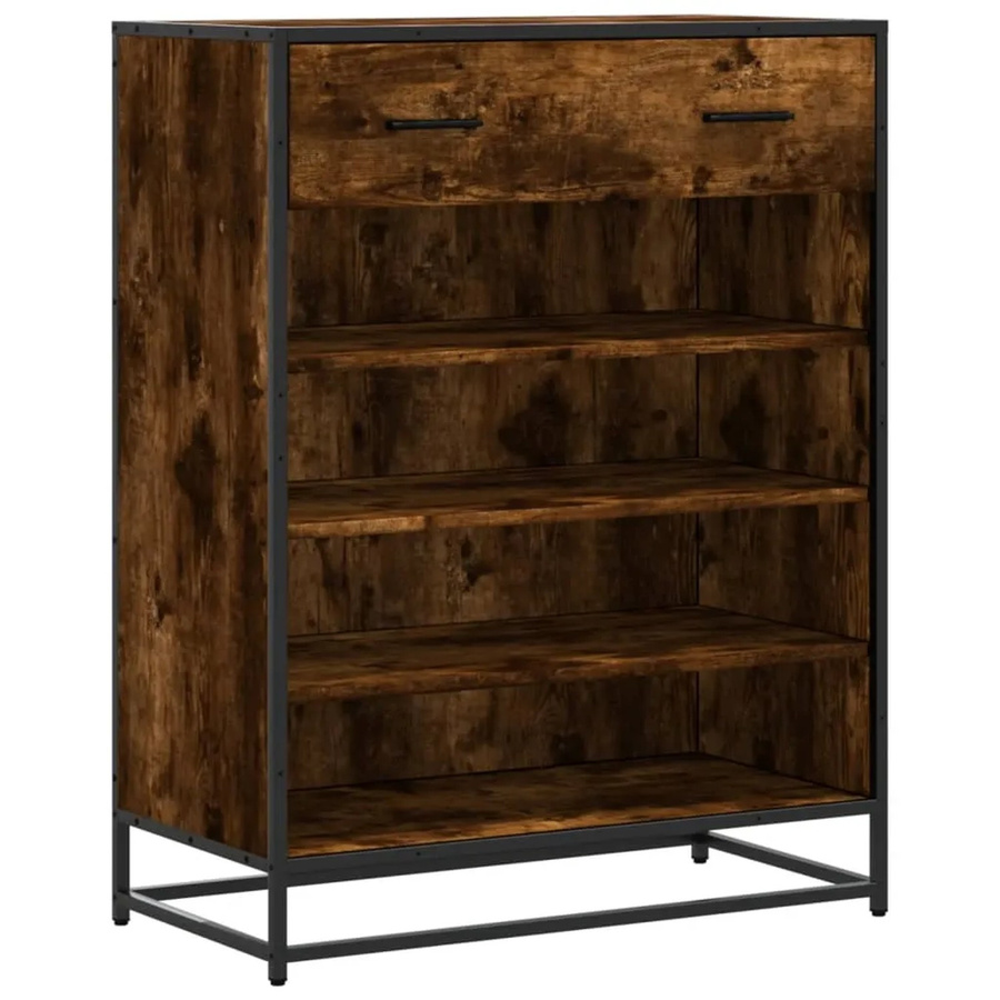 vidaXL Schuhschrank Räuchereiche in Braun aus Holzwerkstoff und Metall, B/T/H: 75 x 38 x 97,5 cm - Bild 2