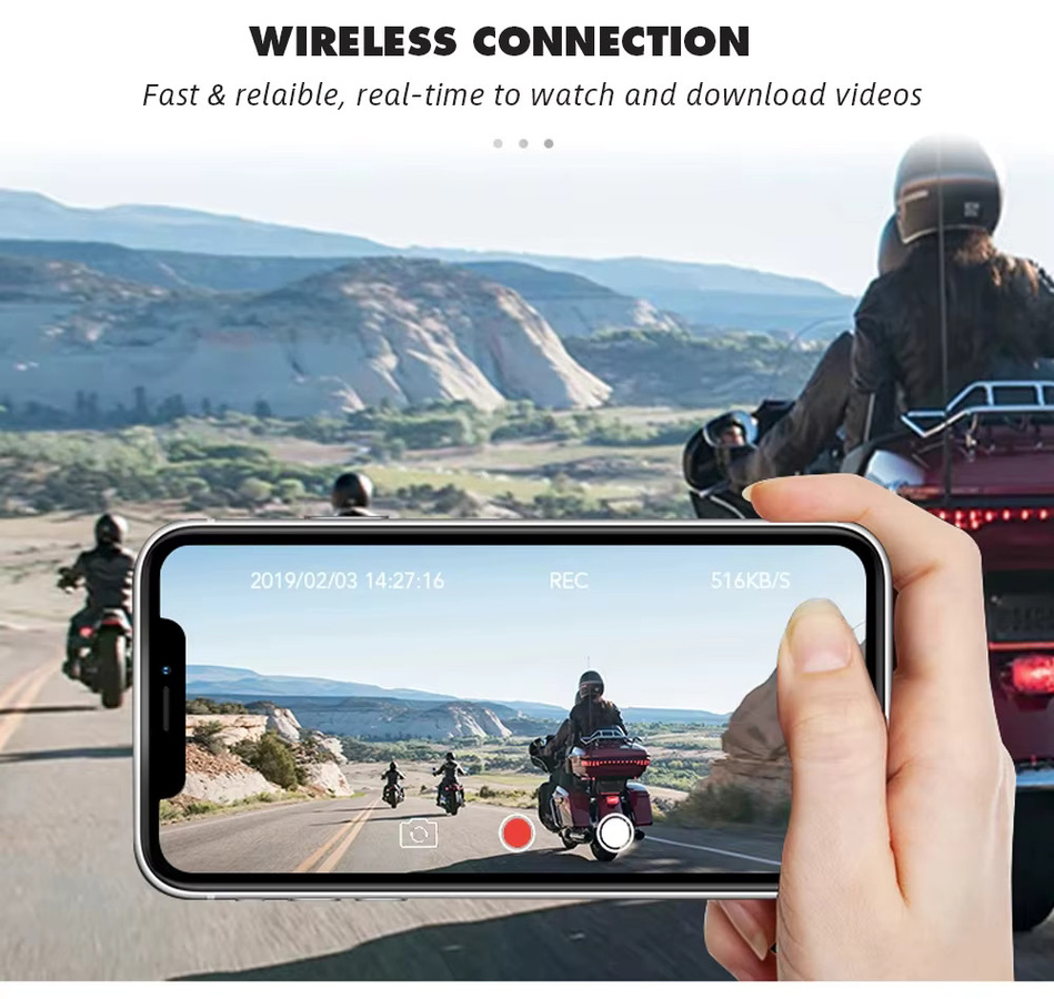 VSYS Dual Action Motorrad Kamera mit Vorne- und Rückansicht, Wasserdichte DVR Black Box mit Nachtsicht, Schwarz - Bild 2
