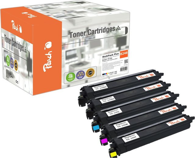 Peach B248 Toner-Set für Brother TN-248, 5 Stück (2x Schwarz, Cyan, Magenta, Gelb), wiederaufbereitet - Bild 1