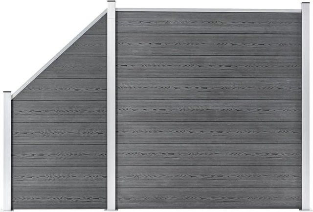 vidaXL WPC Zaun-Set aus Holz-Kunststoff-Verbundwerkstoff und Aluminium in Grau, B/H: 273 x 186 cm - Bild 1