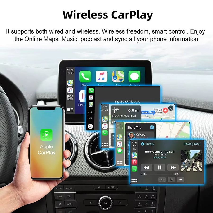 AUTOABC Wireless CarPlay und Android Auto Adapter für Mercedes Benz C-Klasse GLC W205 V-Klasse W447 NTG5.0 5.1 System in Silber - Bild 2