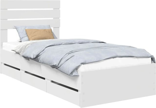 vidaXL Bettrahmen mit Schubladen in Weiß aus Holz, B/T: 100 x 200 cm - Bild 1