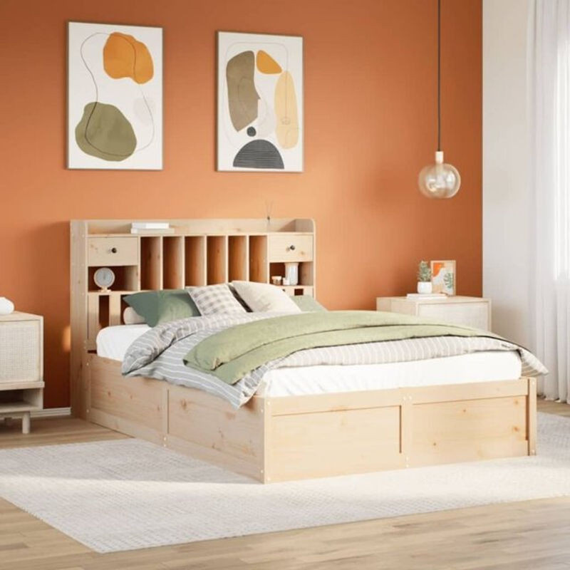 Massivholzbett vidaxl aus Kiefer in Braun im Landhaus- und Skandinavischen Stil, B/T/H: 140 x 190 x 110 cm - Bild 1