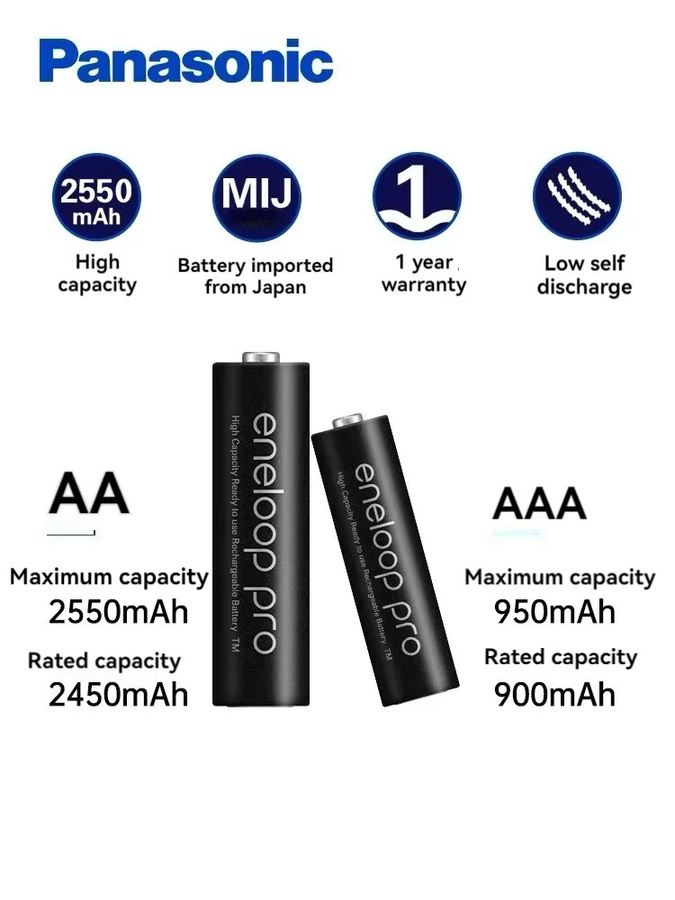 Panasonic Eneloop Original Akku AA 2550 mAh und AAA 950 mAh 1,2 V Ni-MH in Schwarz - Bild 3