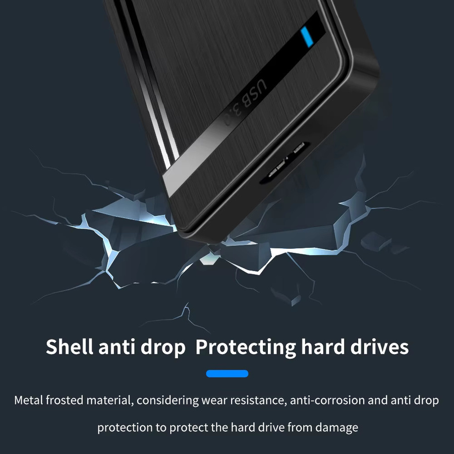 TISHRIC Externes 2,5 Zoll SSD Festplattengehäuse mit SATA zu USB-C Anschluss, Schwarz - Bild 4