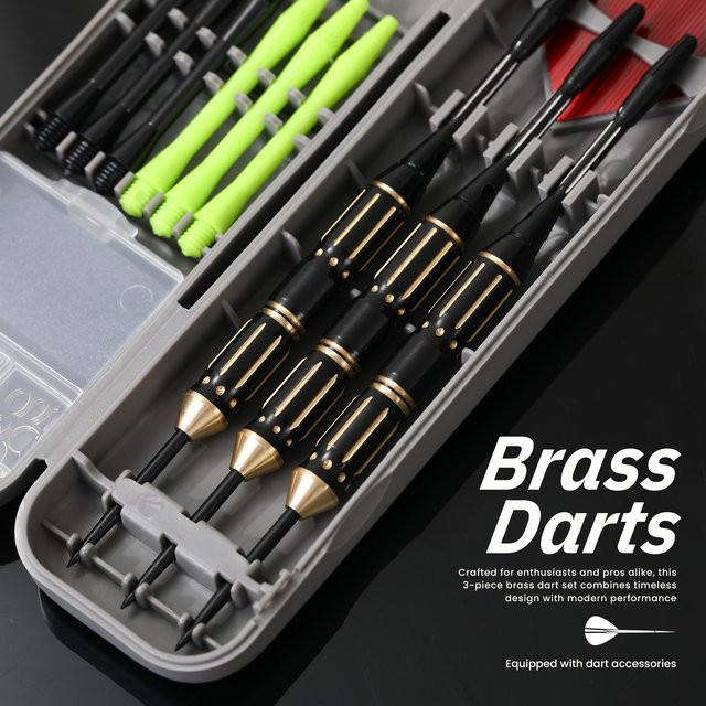 Huanqu Messing-Dart-Set, 3-teiliges Set, mit Aufbewahrungsbox und Zubehörteilen - Bild 1