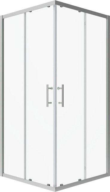 Aquabatos Eckdusche mit Schiebetüren und Glaswand, Rechteck, Farbe: Transparent/Silber, B/T/H: 100 x 100 x 185 cm - Bild 1