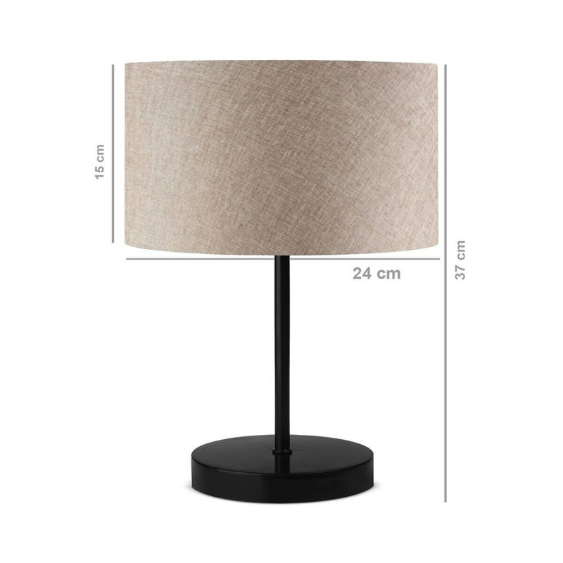 Opviq Tischleuchte aus Metall und Stoff in Schwarz und Beige, E27, B/H/T: 24 x 37 x 24 cm - Bild 3