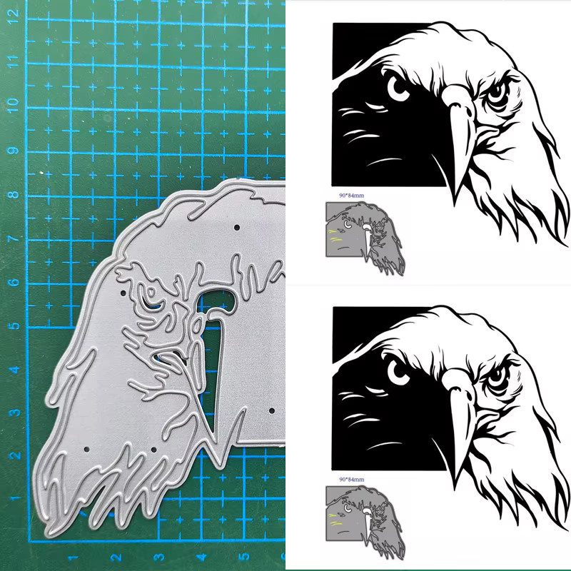 Metall-Schneidewerkzeug für Papierhandwerk mit Motiv Hirsch Adler und Hund in Silber - Bild 2