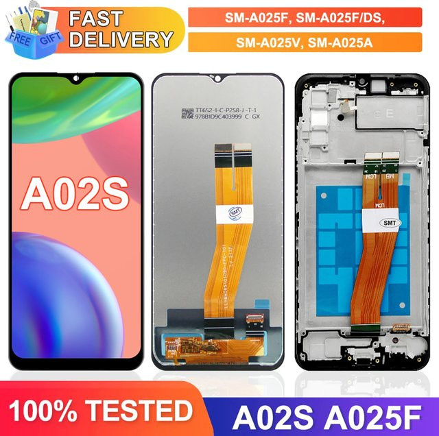 Samsung Galaxy A02s A025 LCD Display mit Rahmen und Touchscreen Digitizer in Schwarz, 6,5 Zoll - Bild 1
