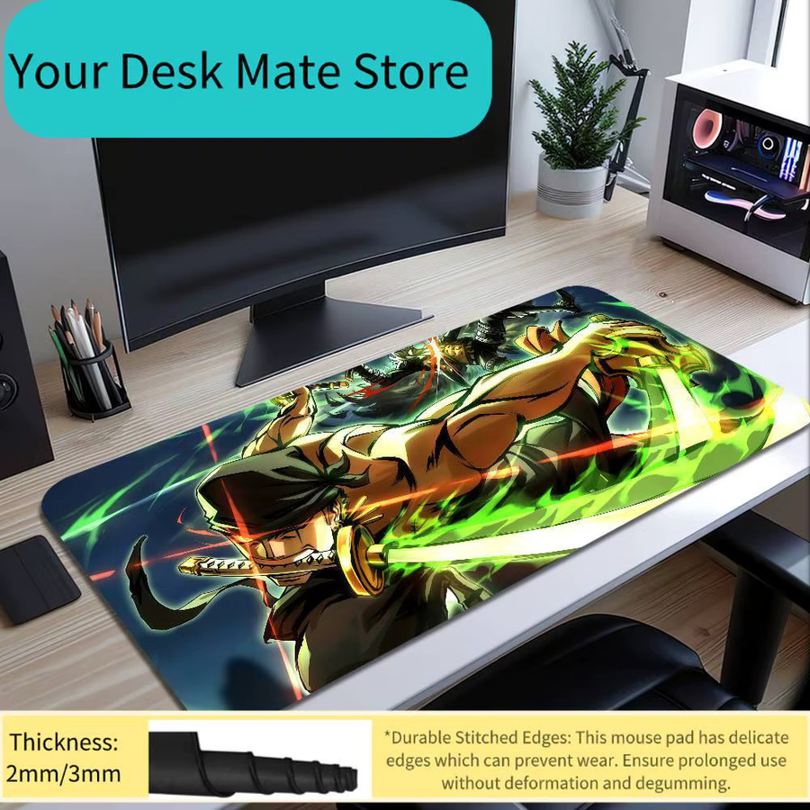Bandai ONE PIECE Roronoa Zoro Anime Schreibtischunterlage, ergonomisches Mauspad in Multicolour, rutschfest und ausfransenbeständig - Bild 1