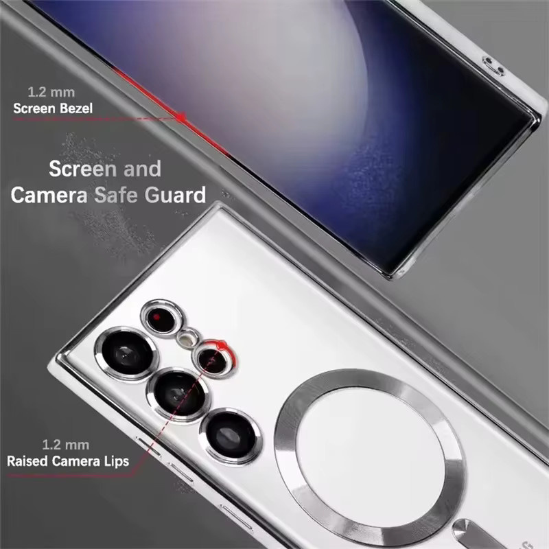 Transparente MagSafe magnetische Schutzhülle für Samsung Galaxy S26 Ultra S25 S24 S23 S22 Plus Ultra in Pink - Bild 3