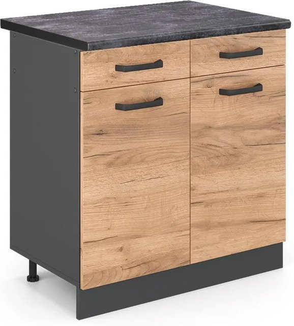 Vicco Küchenunterschrank R-Line Goldkraft Eiche/Anthrazit Breite: 80 cm - Bild 1