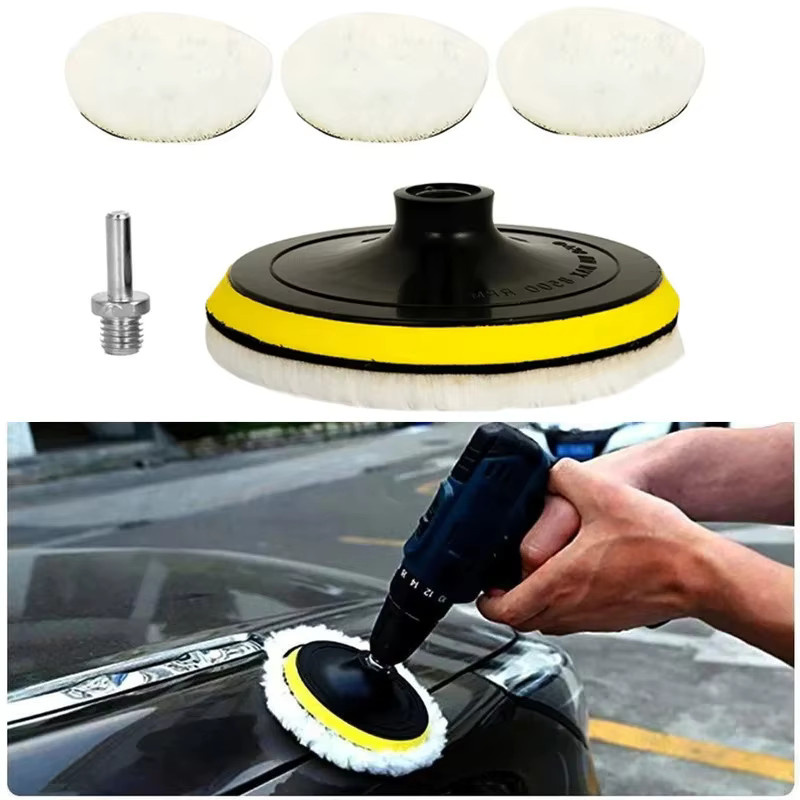 SLADE Polierpads Set aus weicher Wolle für Auto-Detailing und Wachsen, 5 Stück, Weiß, 3 Zoll und 5 Zoll - Bild 3