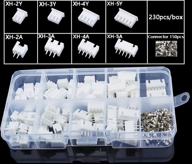 230-teiliges JST Terminal Kit mit XH2.54 und PH2.0 Steckverbindern in Weiß, 2,54mm und 2,0mm Pitch Drahtanschlüsse und Adapter Set - Bild 1