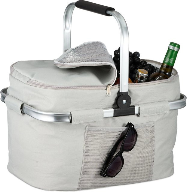Isolierender Relaxdays Einkaufskorb aus Polyester und Aluminium in Hellgrau/Silber, faltbar, B: 45 cm, T: 43 cm, H: 30,5 cm - Bild 1