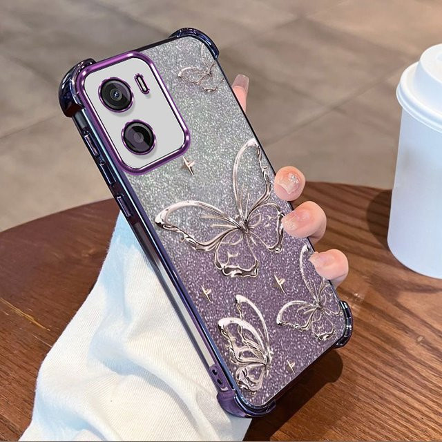 Glitzernde Schutzhülle für Motorola Moto G06 Power, stoßfestes flexibles TPU Case mit Butterfly Design - Bild 1