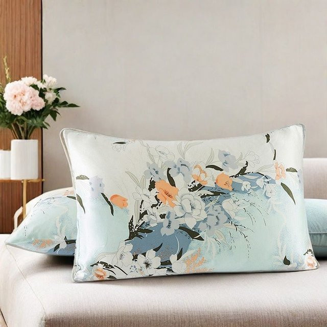 2er-Set JMG Clothing Satin-Kissenbezüge in Blau mit verdecktem Reißverschluss, kühlend und pflegeleicht, B/L: 50 x 75 cm - Bild 1