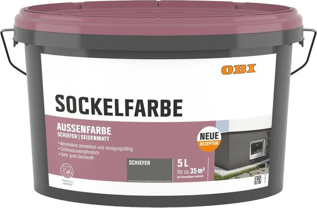 OBI Sockelfarbe Schiefergrau 5,0 l Dispersion wasserbasiert satinmatt - Bild 1
