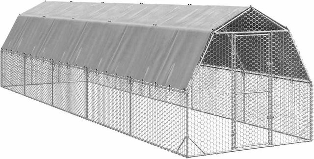 vidaxl Hühnerstall mit Dach aus verzinktem Stahl in Silber, B/T/H: 10 x 2,5 x 2,25 m - Bild 1