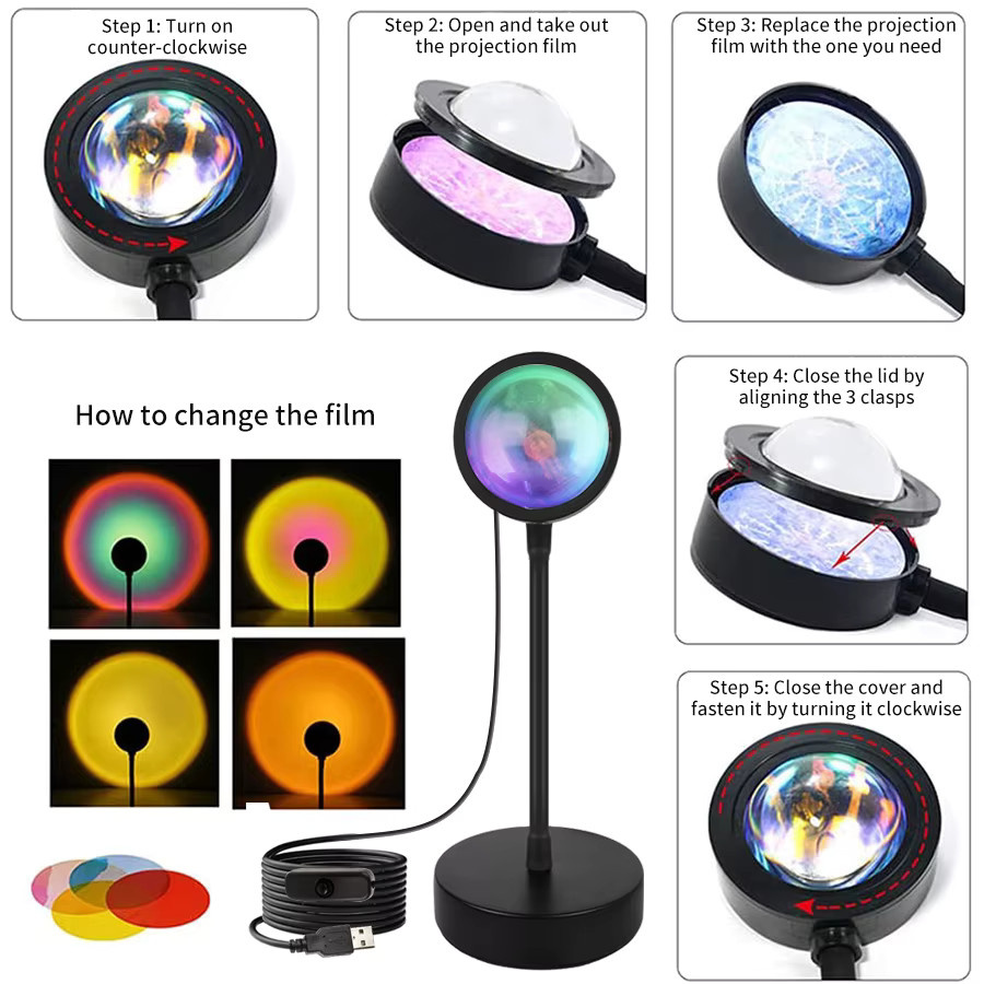 Tuya Smart Sunset Lampe LED Projektor mit Fernbedienung und Bluetooth App Steuerung für Atmosphäre und Fotografie - Bild 4