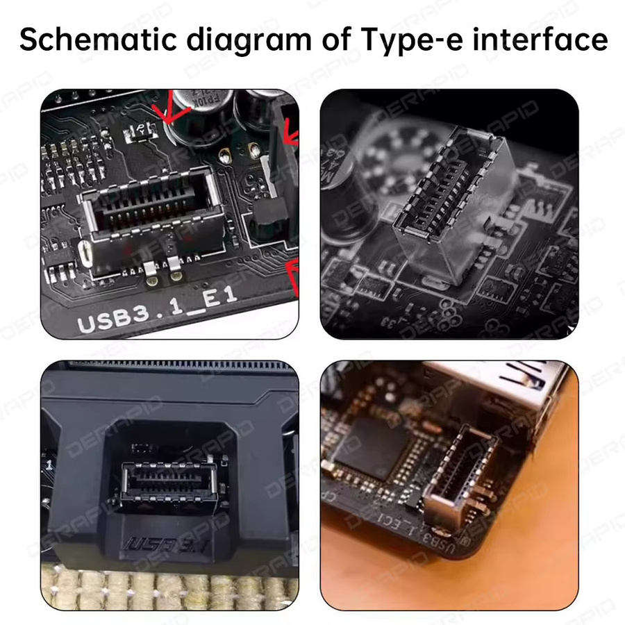 Fenvi USB 3.2 Frontplatten-Header Typ E auf USB-C Buchse 100 W PD-Verlängerungskabel mit Schraube für Panelmontage, Länge: 30 cm oder 50 cm - Bild 4