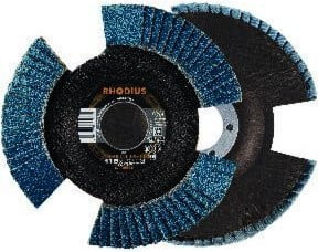 RHODIUS VISION PRO Lamellenschleifscheibe für Metall, Durchmesser: 115 mm, Farbe: Blau/Transparent - Bild 1