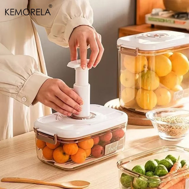 KEMORELA Lebensmittel-Vakuum-Aufbewahrungsbox, transparente versiegelte Küchen-Frischhaltebox mit Vakuumpumpe, 8,4 l - Bild 1