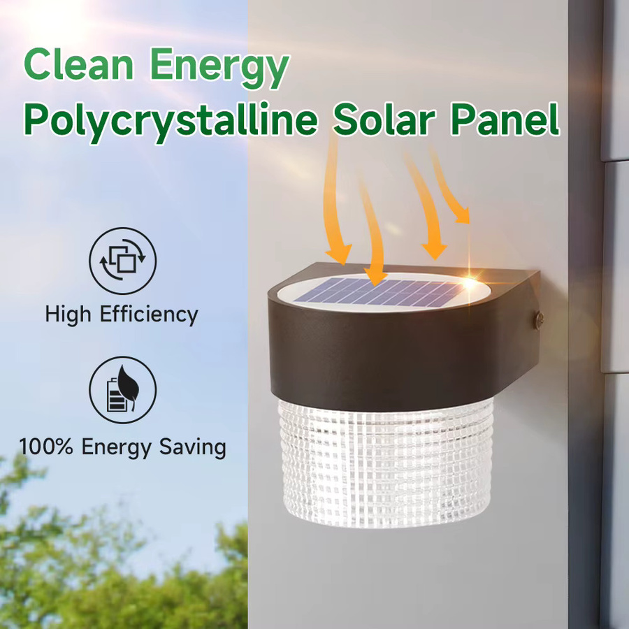CANMEIJIA Solar LED Wandlampe IP65 Wasserdicht für Garten und Terrasse in Schwarz - Bild 2