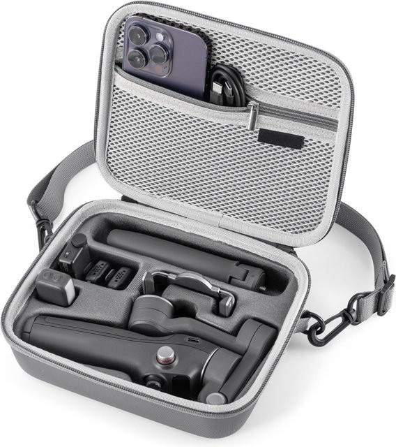 Tragbare DJI Schultertasche aus PU-Leder für Osmo Mobile 8, 7 und 7 Pro Gimbal-Stabilisatoren in Grau - Bild 1